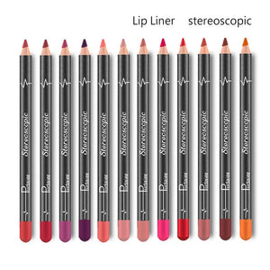 12 Colors/Set Sexy Matte Lip Stick Lipliner Pencil